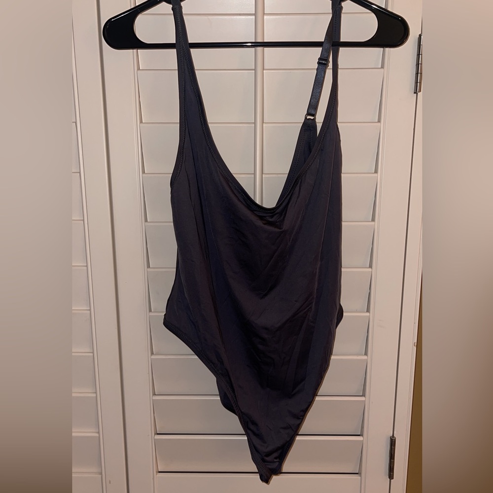 Swim Scoop Neck One Piece (Grey)- 2X
